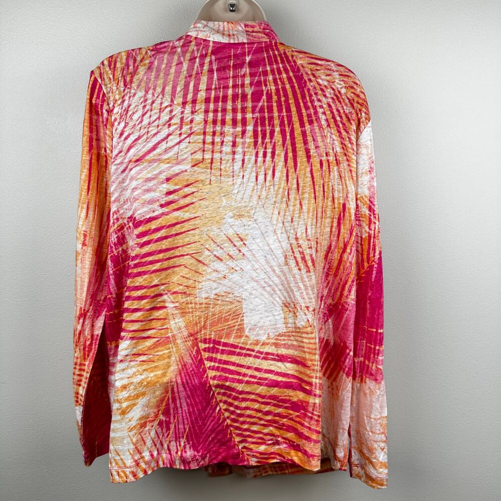 Chico's Open Cardigan Sweater Linen Tropical Pink Orange Chico's 2 US L Resort - Picture 5 of 11